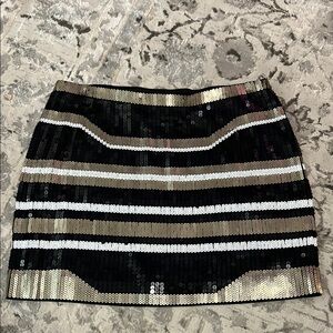 Express Black and Silver Sequin Pencil Mini Skirt